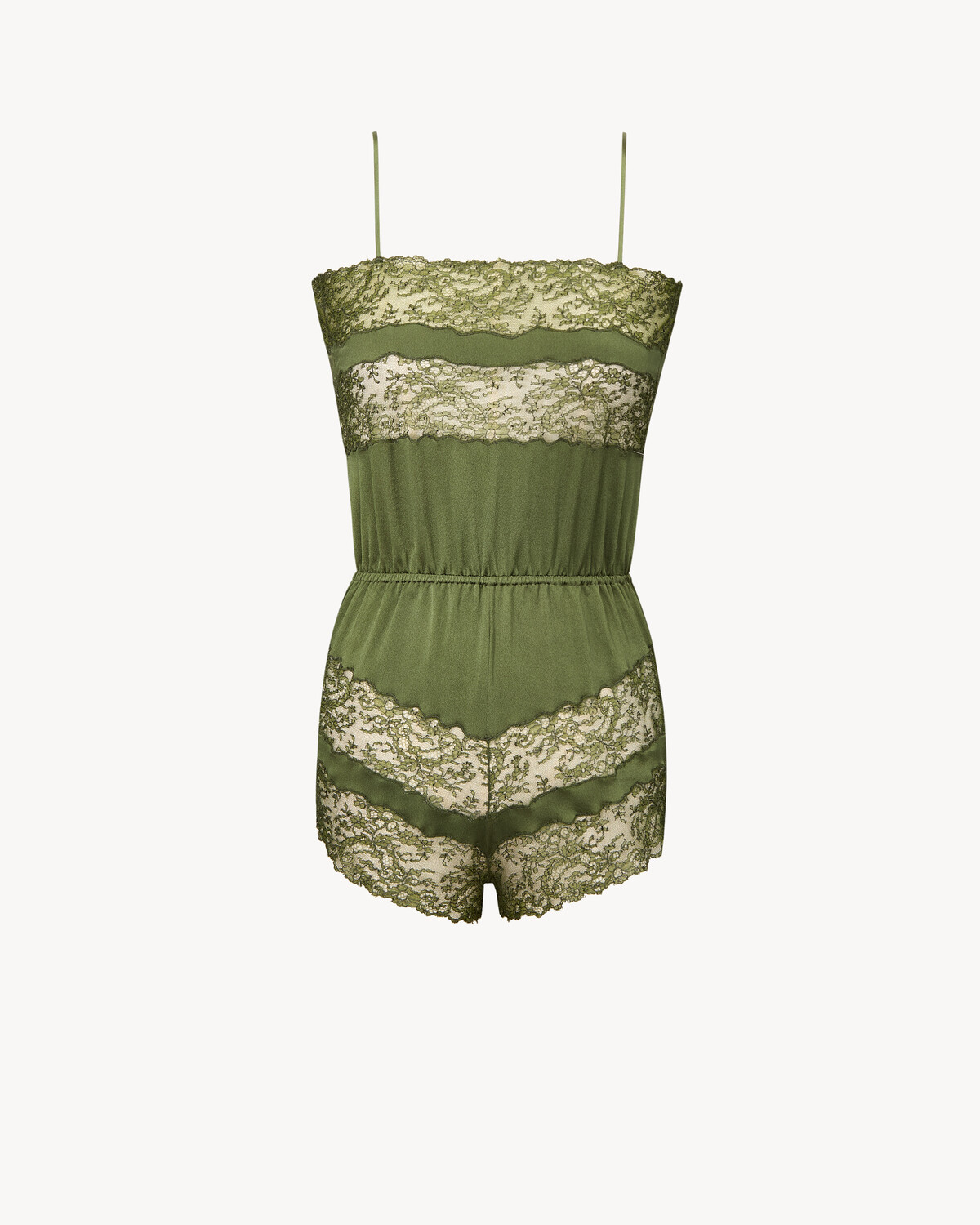 Комбинезон из шелкового сатина с кружевом SAINT LAURENT, зеленый
Комбинезон из шелкового сатина с кружевом SAINT LAURENT, зеленый