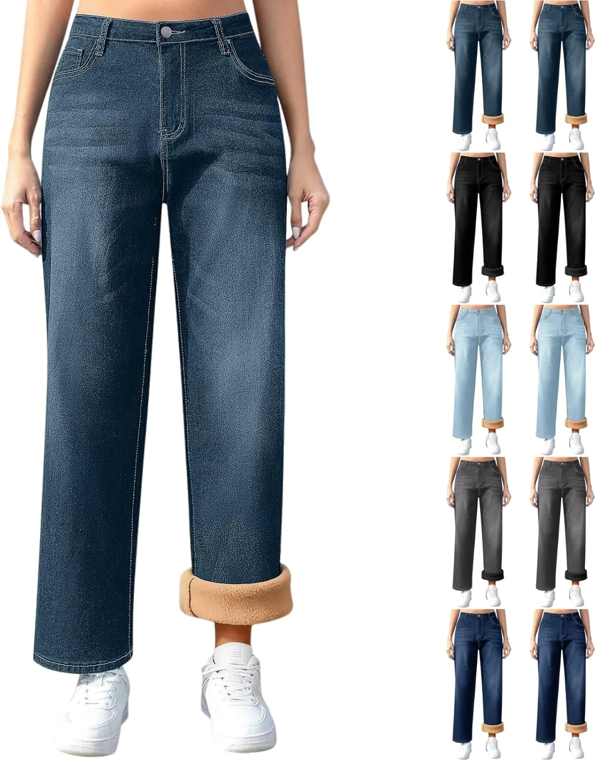 Женские джинсы с флисовой подкладкой, широкие, высокая посадка AEPTDEO
Женские джинсы с флисовой подкладкой, широкие, высокая посадка AEPTDEO