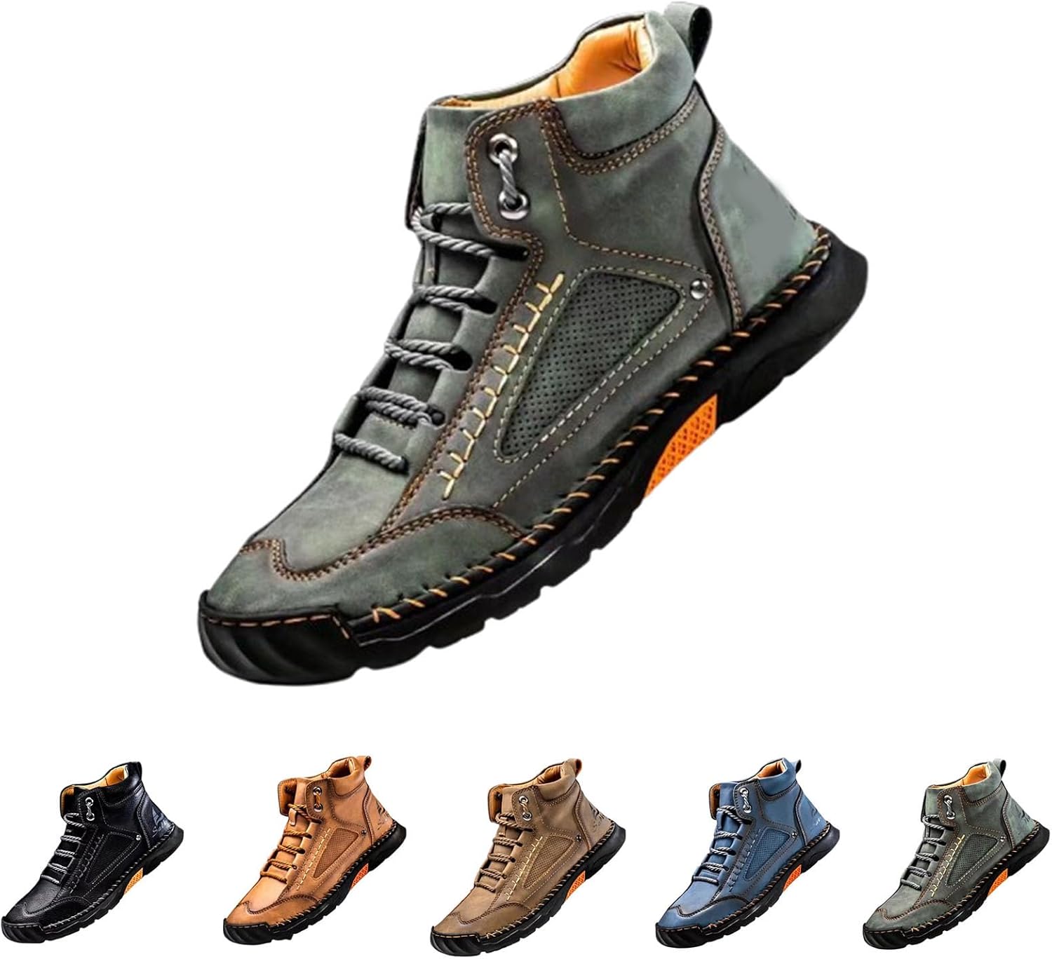 Мужские кожаные ботинки ручной работы - водонепроницаемые походные ботинки с противоскользящей подошвой, поддерживающей стелькой и широкой передней частью Generic, зеленый
Мужские кожаные ботинки ручной работы - водонепроницаемые походные ботинки с противоскользящей подошвой, поддерживающей стелькой и широкой передней частью Generic, зеленый