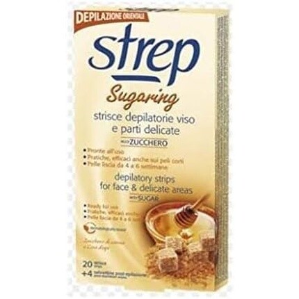 Сахарные полоски для депиляции лица 20 полосок, Strep 
Сахарные полоски для депиляции лица 20 полосок, Strep