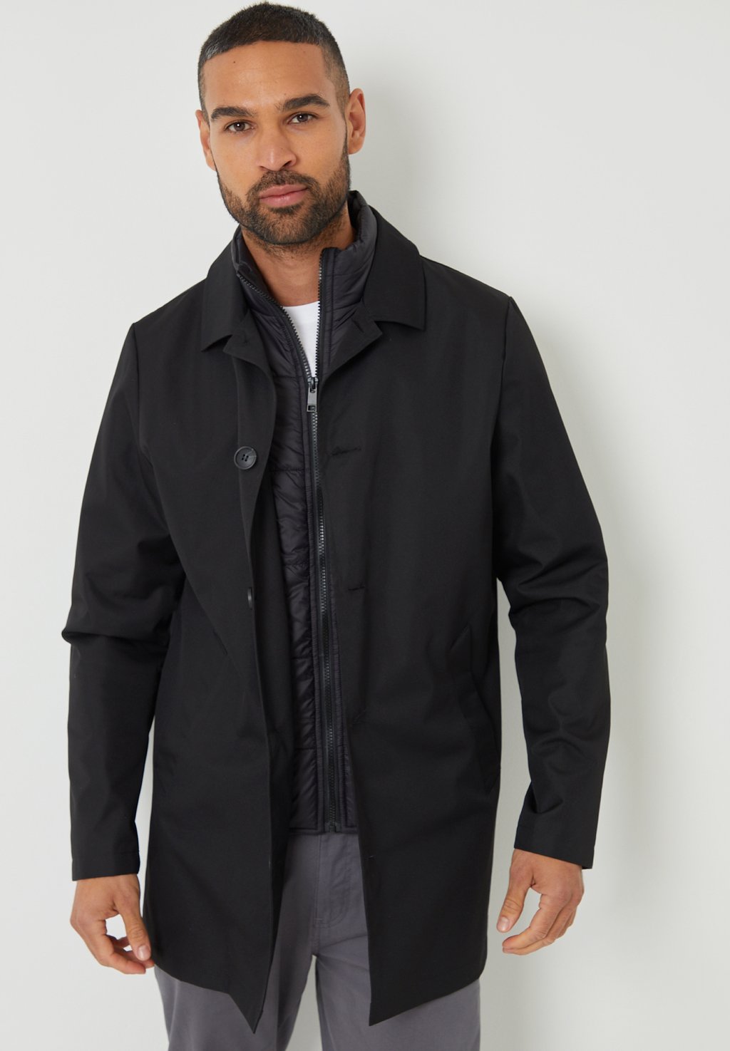 Пальто Threadbare Collared Mock Layer Mac, черный 
Пальто Threadbare Collared Mock Layer Mac, черный