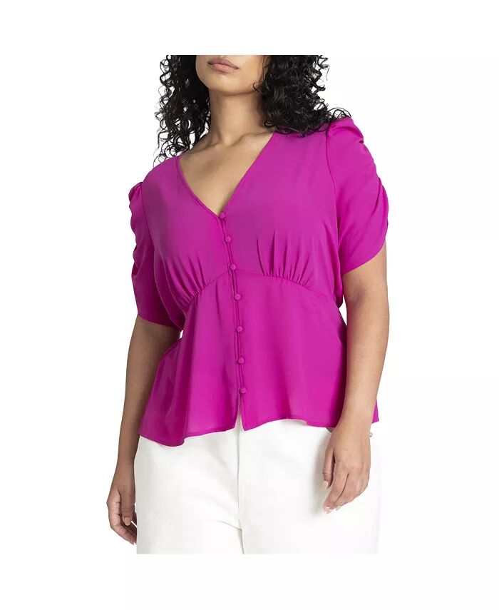 Женский топ больших размеров с присборенными рукавами и пуговицами ELOQUII, фиолетовый
Женский топ больших размеров с присборенными рукавами и пуговицами ELOQUII, фиолетовый