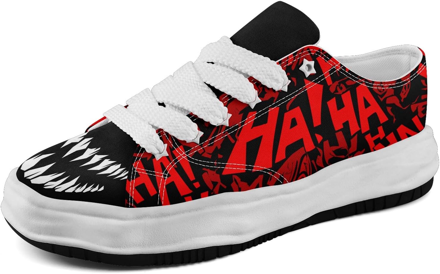 Кеды с готическим принтом черепа для мужчин и женщин - низкие кеды из ткани с резиновой подошвой EVA, панк-стритвир мода Awsole, белый/черный/красный
Кеды с готическим принтом черепа для мужчин и женщин - низкие кеды из ткани с резиновой подошвой EVA, панк-стритвир мода Awsole, белый/черный/красный