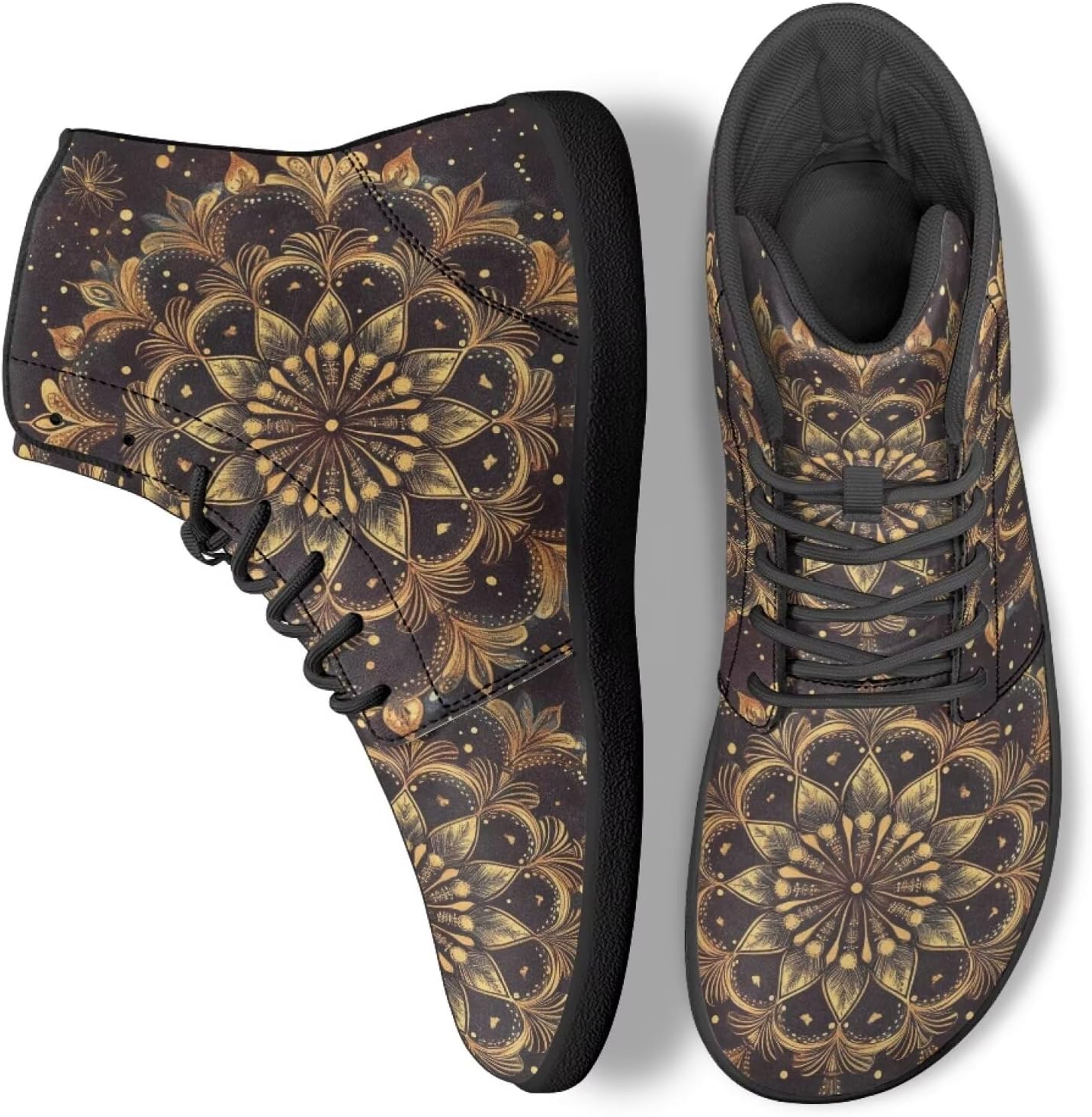 Кроссовки Boho Mandala с цветочным узором для женщин и мужчин, с высоким верхом из PU кожи, для работы и ходьбы Ecaestolph, коричневый/золотой
Кроссовки Boho Mandala с цветочным узором для женщин и мужчин, с высоким верхом из PU кожи, для работы и ходьбы Ecaestolph, коричневый/золотой