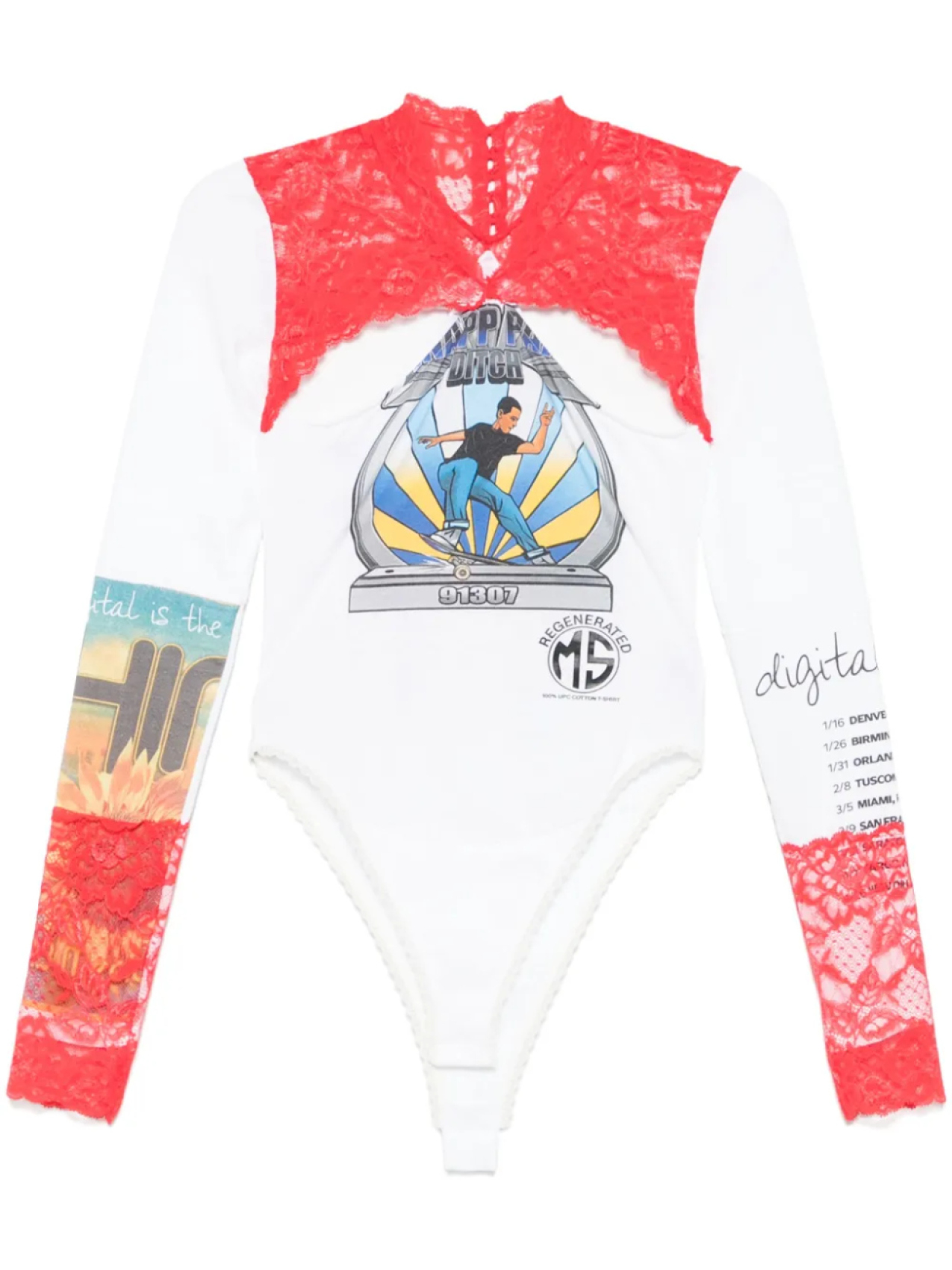 Marine Serre боди с кружевом, белый
Marine Serre боди с кружевом, белый