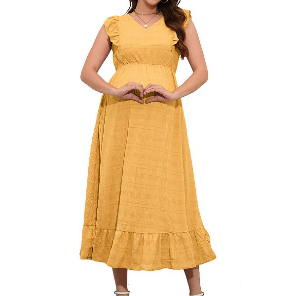 Женское платье миди для беременных с v-образным вырезом, рюшами и бретелями Elitespirit, Yellow
Женское платье миди для беременных с v-образным вырезом, рюшами и бретелями Elitespirit, Yellow