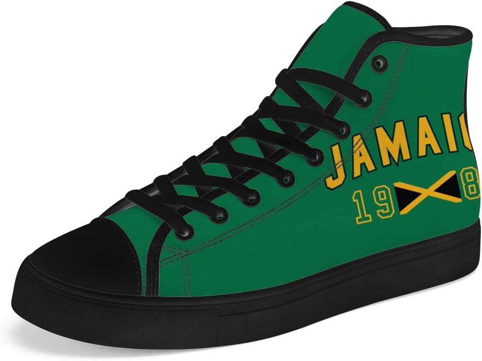 Мужские женские кроссовки Chebing Jamaica High Top Canvas Кроссовки с флагом Ямайский флаг Шнуровка Повседневная обувь, зеленый
Мужские женские кроссовки Chebing Jamaica High Top Canvas Кроссовки с флагом Ямайский флаг Шнуровка Повседневная обувь, зеленый