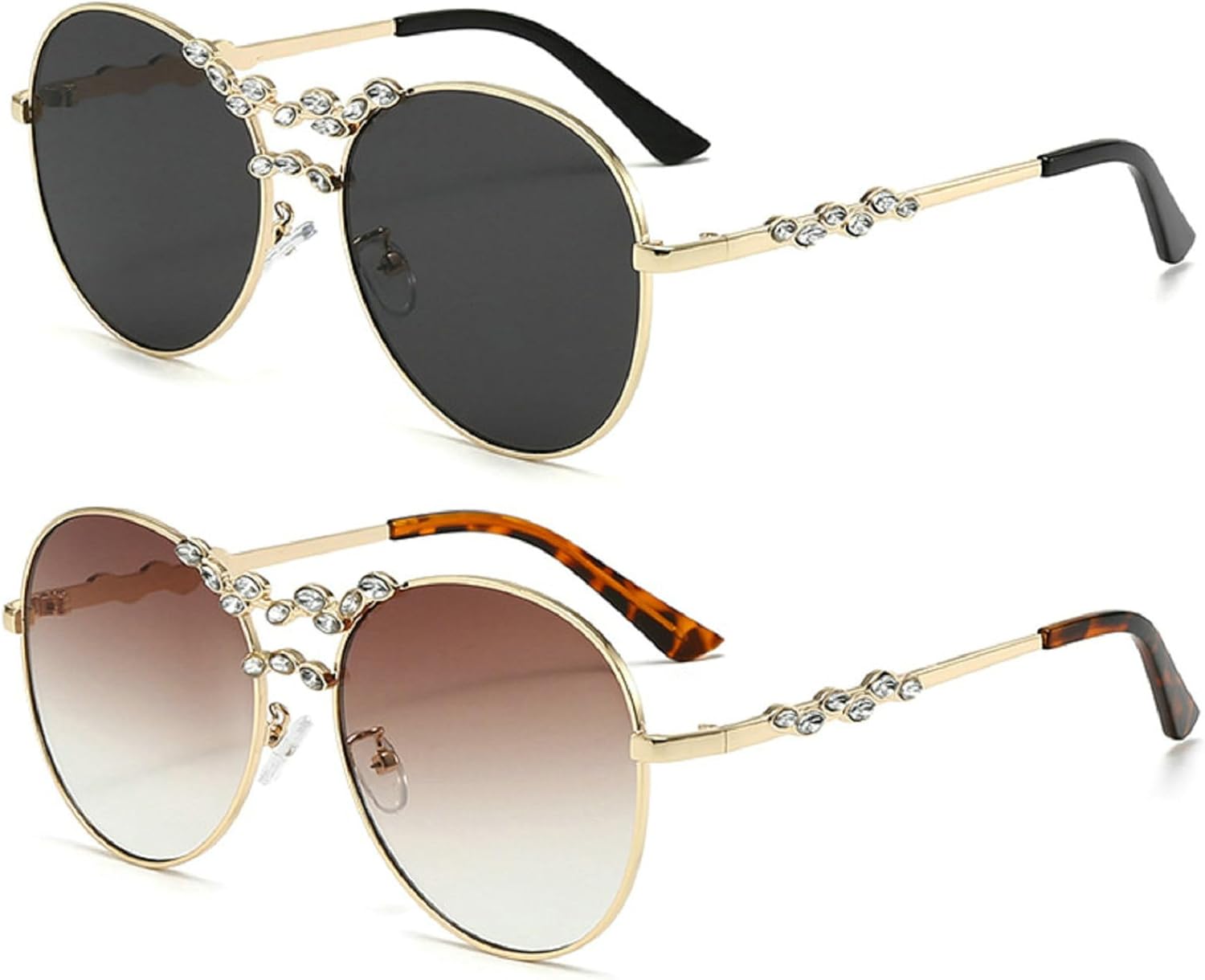 Ретро-солнцезащитные очки-пилот с бриллиантами для женщин и мужчин, модные классические солнцезащитные очки в стиле 70-х с стразами, винтажные, 2 шт mincl, 2pcs-black&brown
Ретро-солнцезащитные очки-пилот с бриллиантами для женщин и мужчин, модные классические солнцезащитные очки в стиле 70-х с стразами, винтажные, 2 шт mincl, 2pcs-black&brown