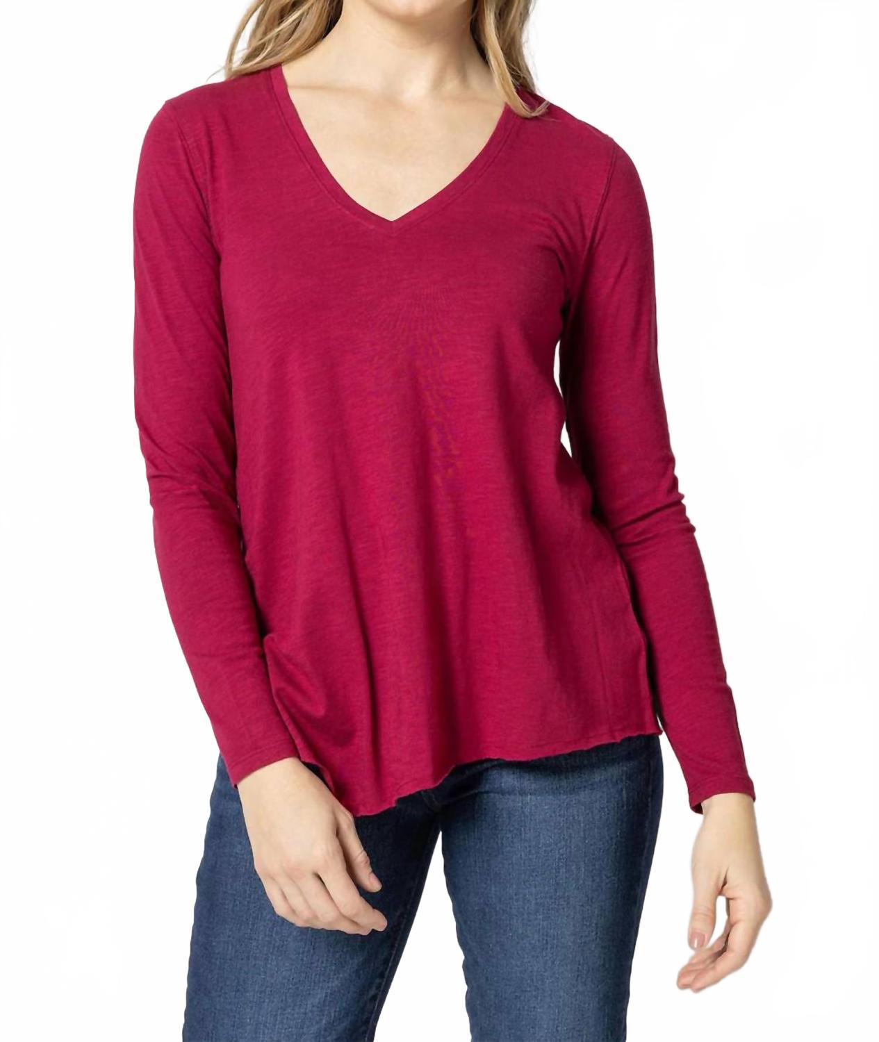 Длинный рукав асимметричный край V-образный вырез топ в цвете смородины Lilla P, Currant
Длинный рукав асимметричный край V-образный вырез топ в цвете смородины Lilla P, Currant