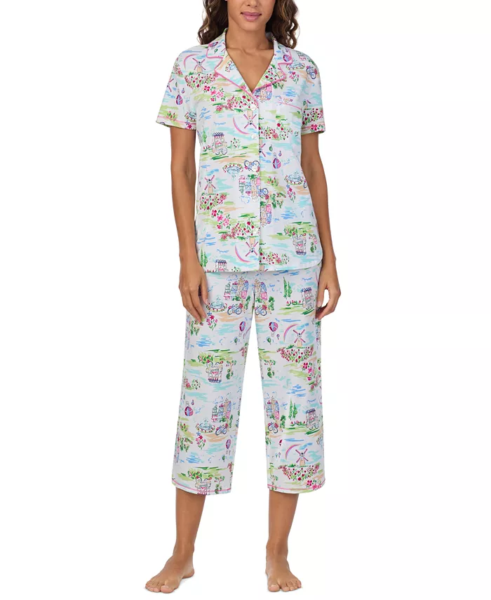 Женский укороченный комплект пижамы с воротником и принтом Cuddl Duds, белый
Женский укороченный комплект пижамы с воротником и принтом Cuddl Duds, белый