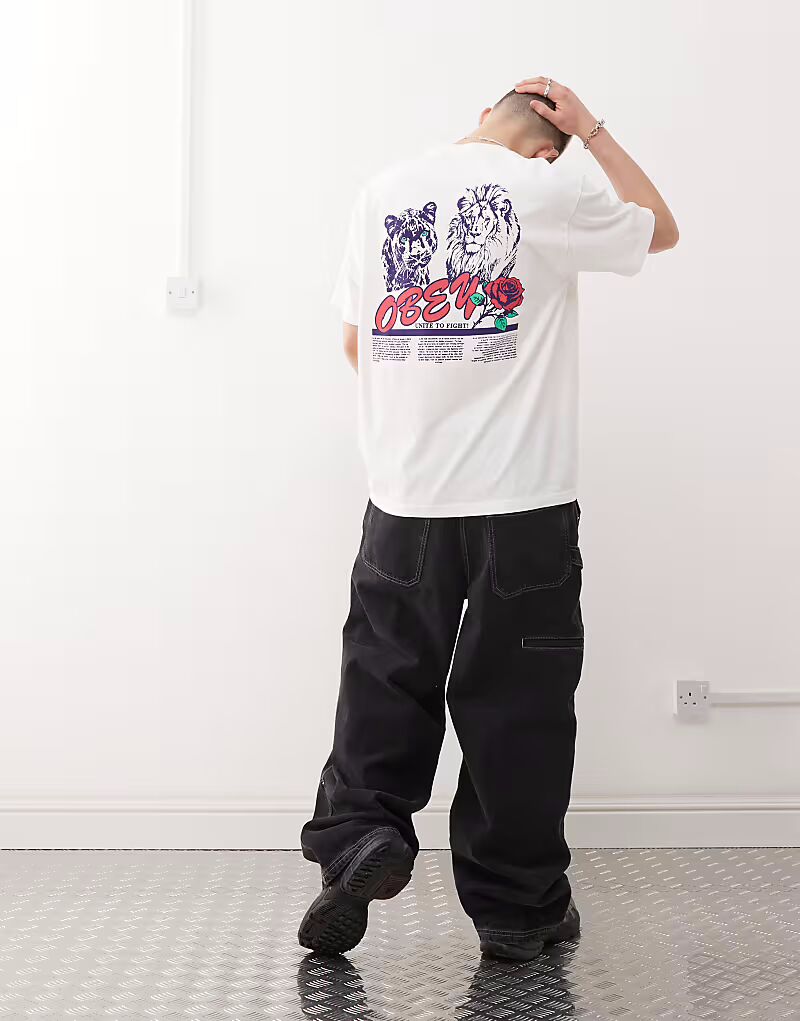 Футболка Obey unite с графическим логотипом и принтом на спине в пигментном винтажном белом цвете
Футболка Obey unite с графическим логотипом и принтом на спине в пигментном винтажном белом цвете