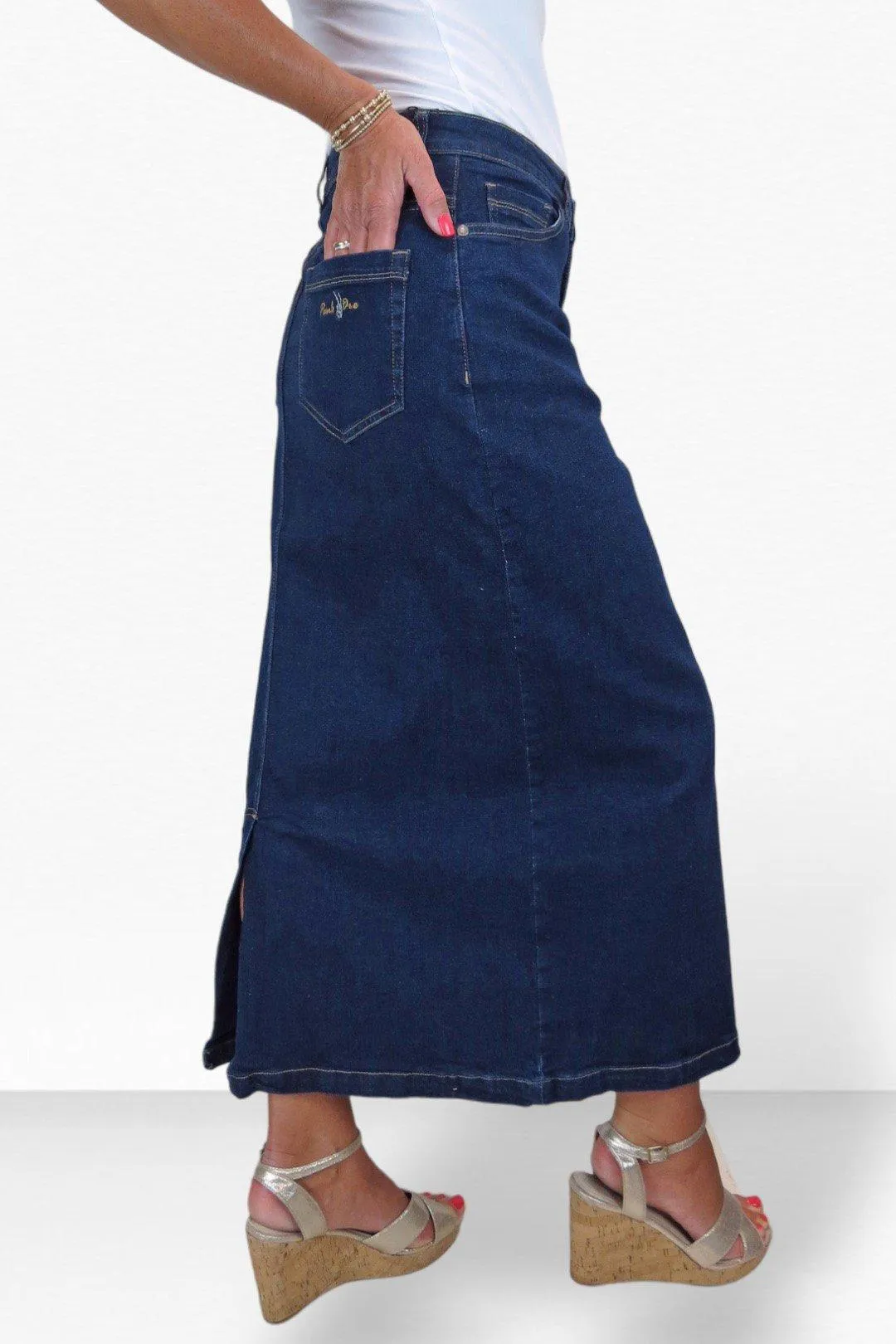 Джинсовая макси-юбка из эластичного денима Paulo Due, синий
Джинсовая макси-юбка из эластичного денима Paulo Due, синий