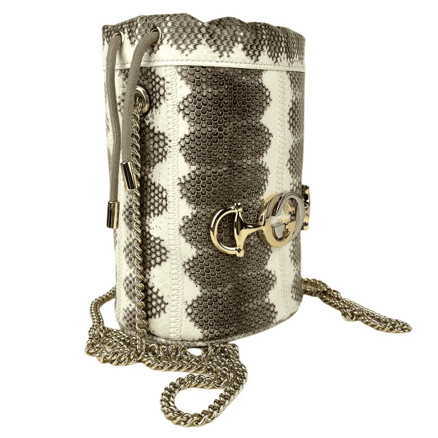 Миниатюрная сумка-ведро Gucci Zumi / Snakeskin на цепочке с завязками, цвет White , Grey
Миниатюрная сумка-ведро Gucci Zumi / Snakeskin на цепочке с завязками, цвет White , Grey