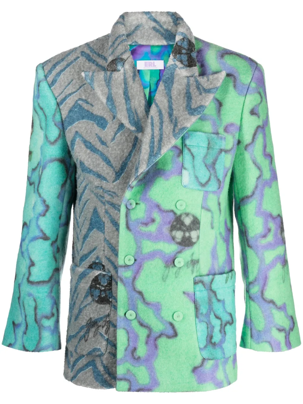 Двубортный пиджак с принтом ERL, зеленый
Двубортный пиджак с принтом ERL, зеленый