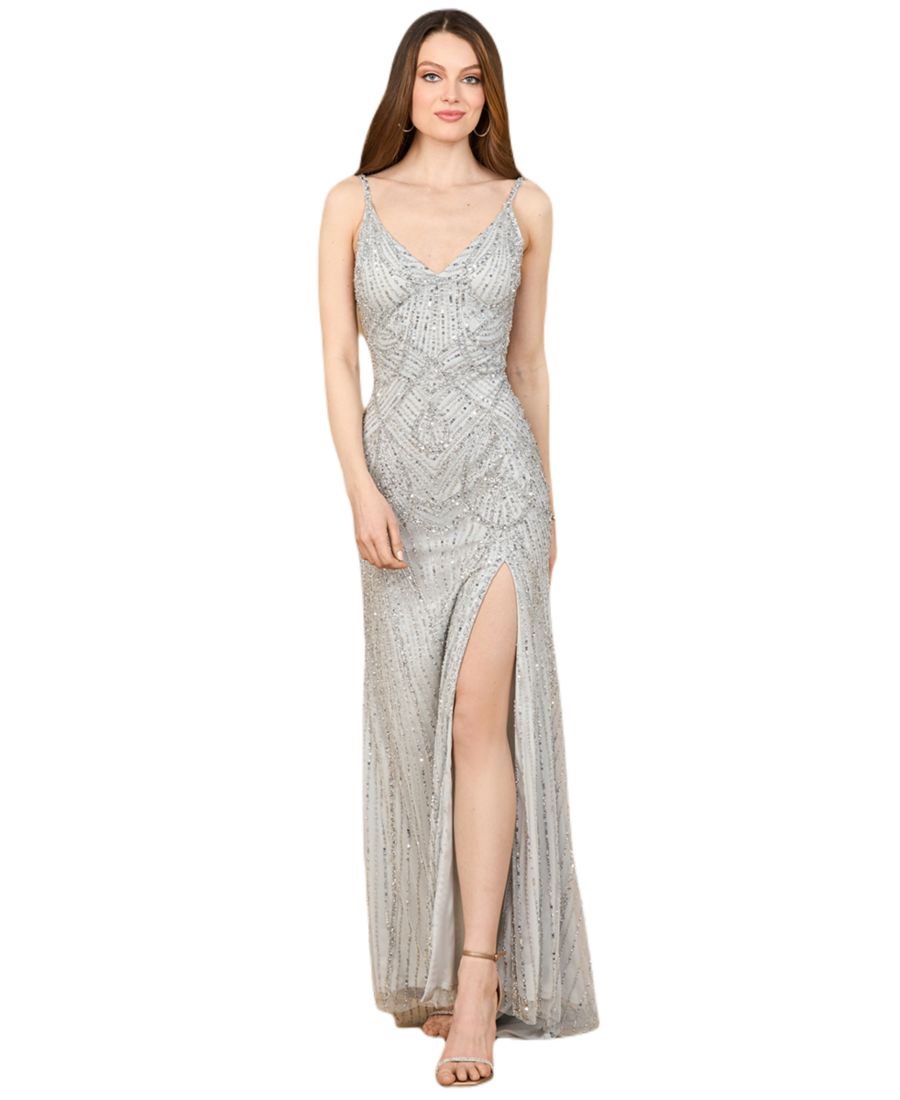 Женское расшитое бисером платье на шнуровке с разрезом Lara, Silver
Женское расшитое бисером платье на шнуровке с разрезом Lara, Silver