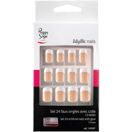 Набор серебряных французских накладных ногтей Idyllic Nails — 24 ногтя, Peggy Sage 
Набор серебряных французских накладных ногтей Idyllic Nails — 24 ногтя, Peggy Sage