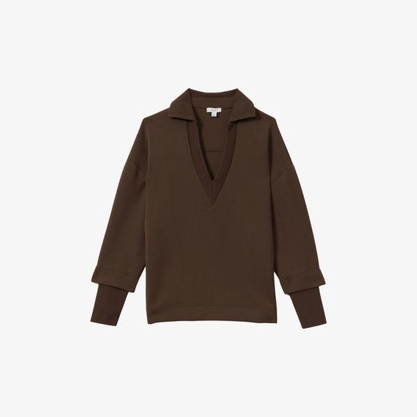 Джемпер Reiss Берни свободного кроя с открытым воротом из эластичного трикотажа, коричневый
Джемпер Reiss Берни свободного кроя с открытым воротом из эластичного трикотажа, коричневый