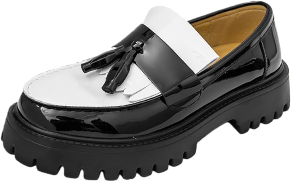 Мужские лоферы из лакированной кожи с кисточками на платформе Hhhchpm, белый/черный
Мужские лоферы из лакированной кожи с кисточками на платформе Hhhchpm, белый/черный