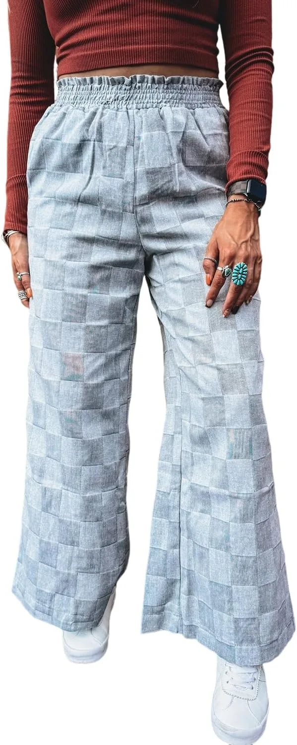 SELINK Casual Checkered High Waisted Denim Jeans for Women Frilled Elastic Waist Loose Plaid Shift Daily Jeans
SELINK Casual Checkered High Waisted Denim Jeans for Women Frilled Elastic Waist Loose Plaid Shift Daily Jeans