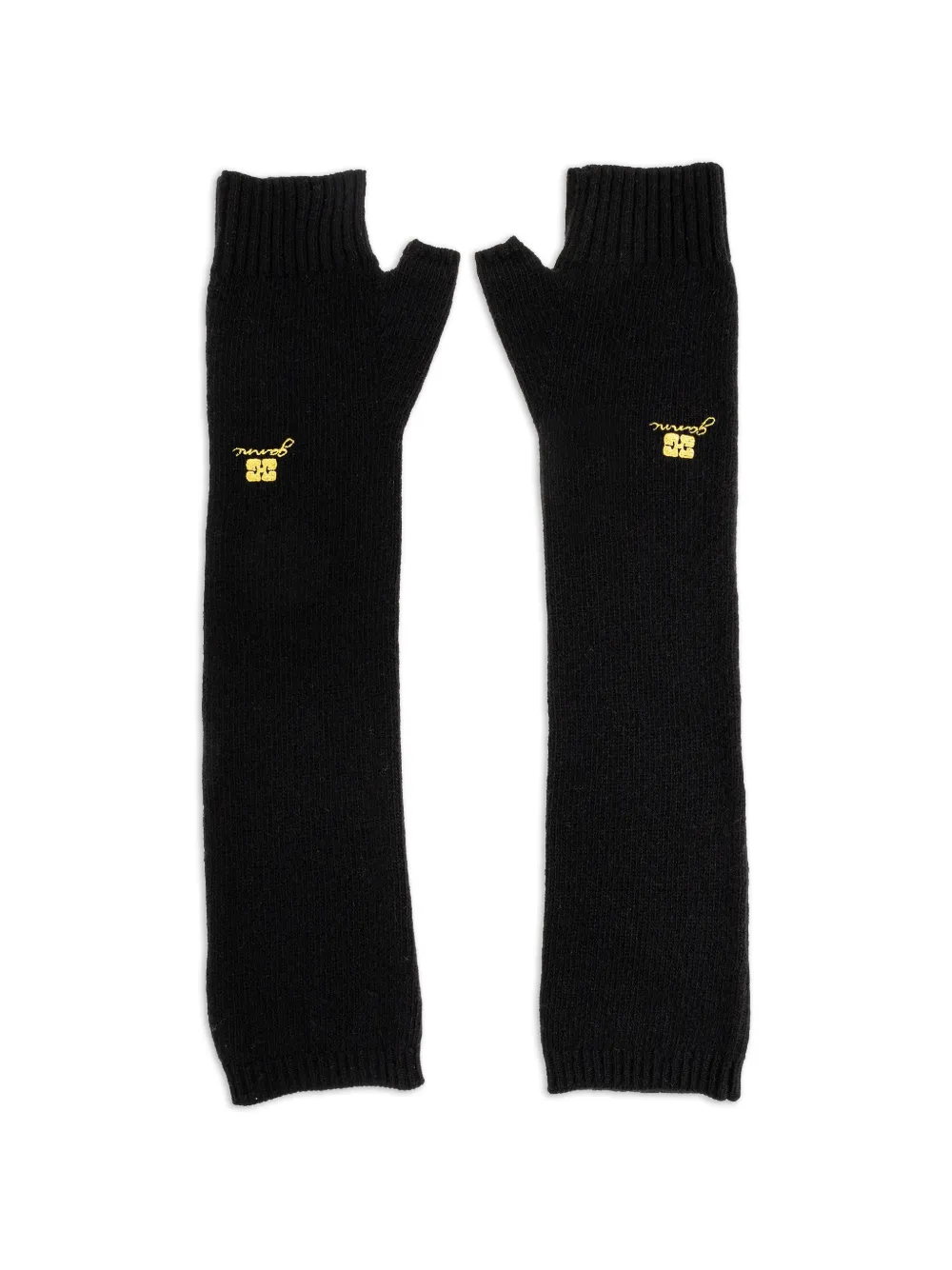 Вышитые перчатки без пальцев GANNI, черный
Вышитые перчатки без пальцев GANNI, черный