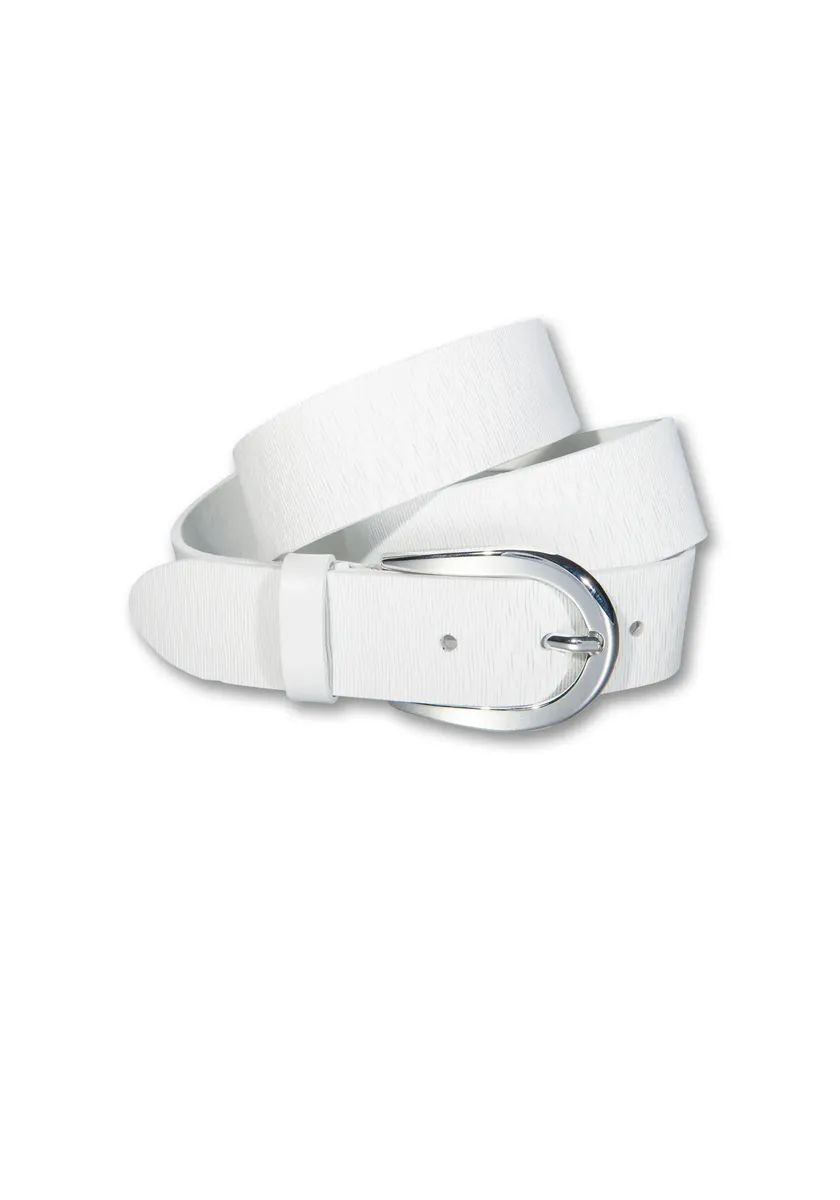 Кожаный ремень Silbergift с штриховкой и серебряной застежкой в виде подковы, белый
Кожаный ремень Silbergift с штриховкой и серебряной застежкой в виде подковы, белый