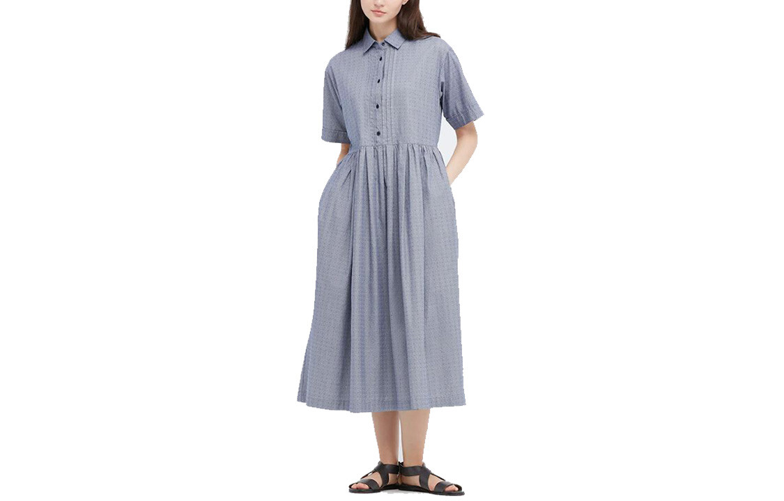 Платье с короткими рукавами Uniqlo, синий 
Платье с короткими рукавами Uniqlo, синий