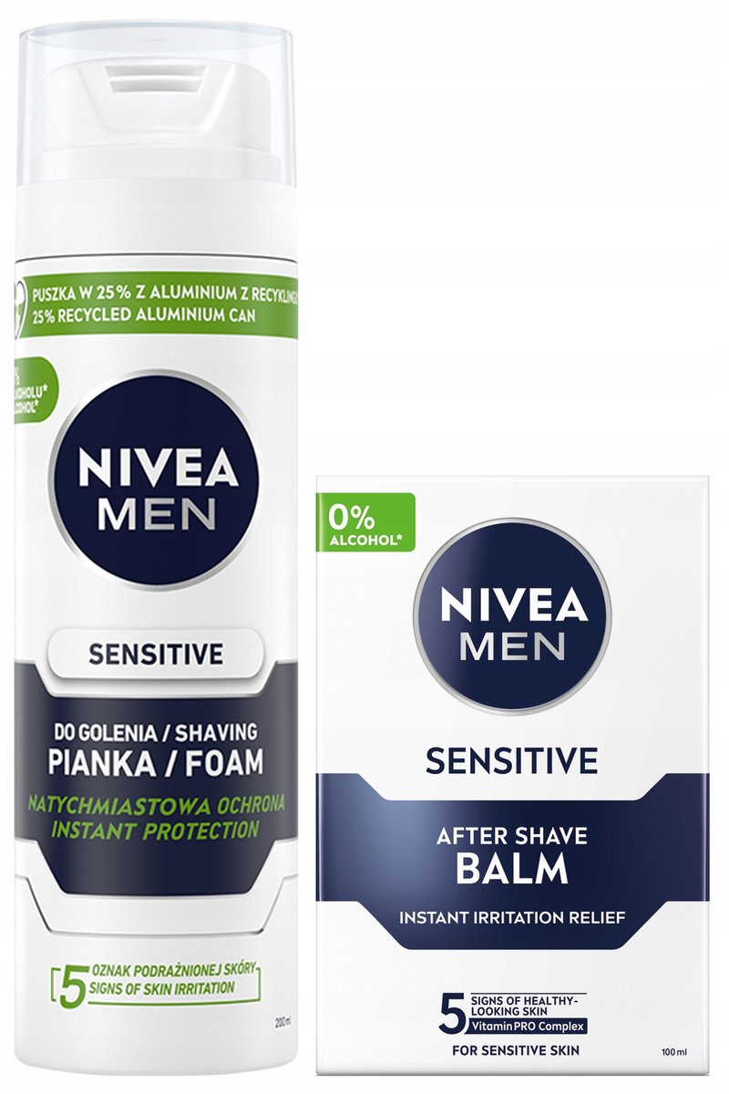 Набор для бритья NIVEA MEN Sensitive. Успокаивающая пена и бальзам после бритья
Набор для бритья NIVEA MEN Sensitive. Успокаивающая пена и бальзам после бритья