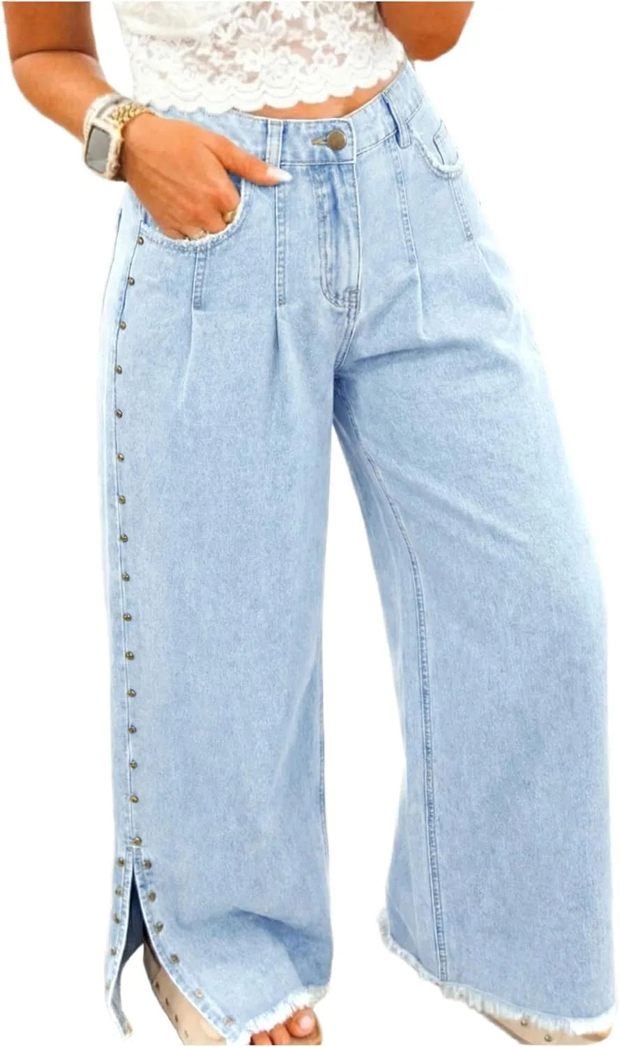 Apvirdy женские джинсы с разрезами по бокам и бахромой
Apvirdy женские джинсы с разрезами по бокам и бахромой