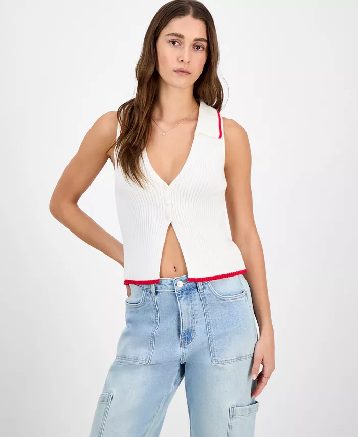 Жилет-свитер с развевающимся воротником для юниоров Freshman, белый
Жилет-свитер с развевающимся воротником для юниоров Freshman, белый