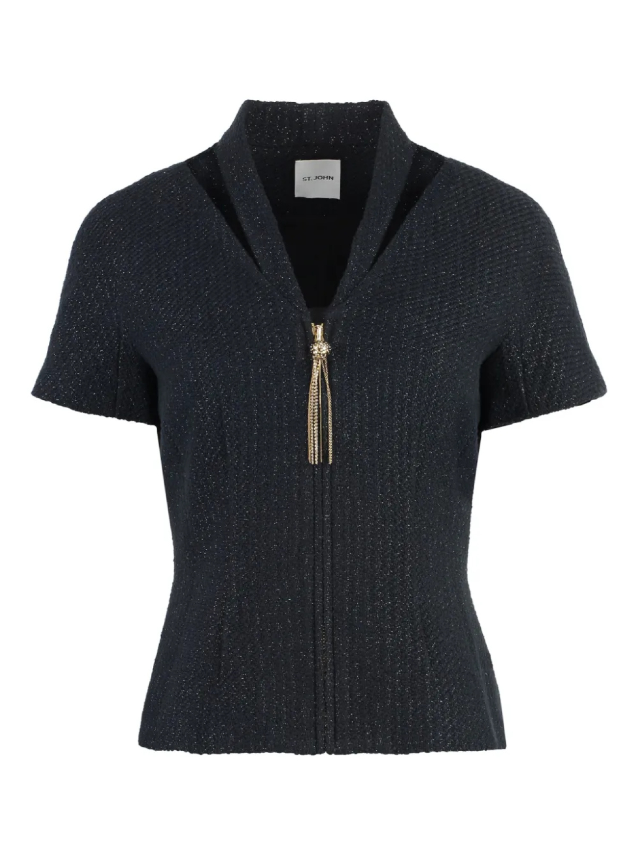 Топ с короткими рукавами в рубчик St. John, черный
Топ с короткими рукавами в рубчик St. John, черный