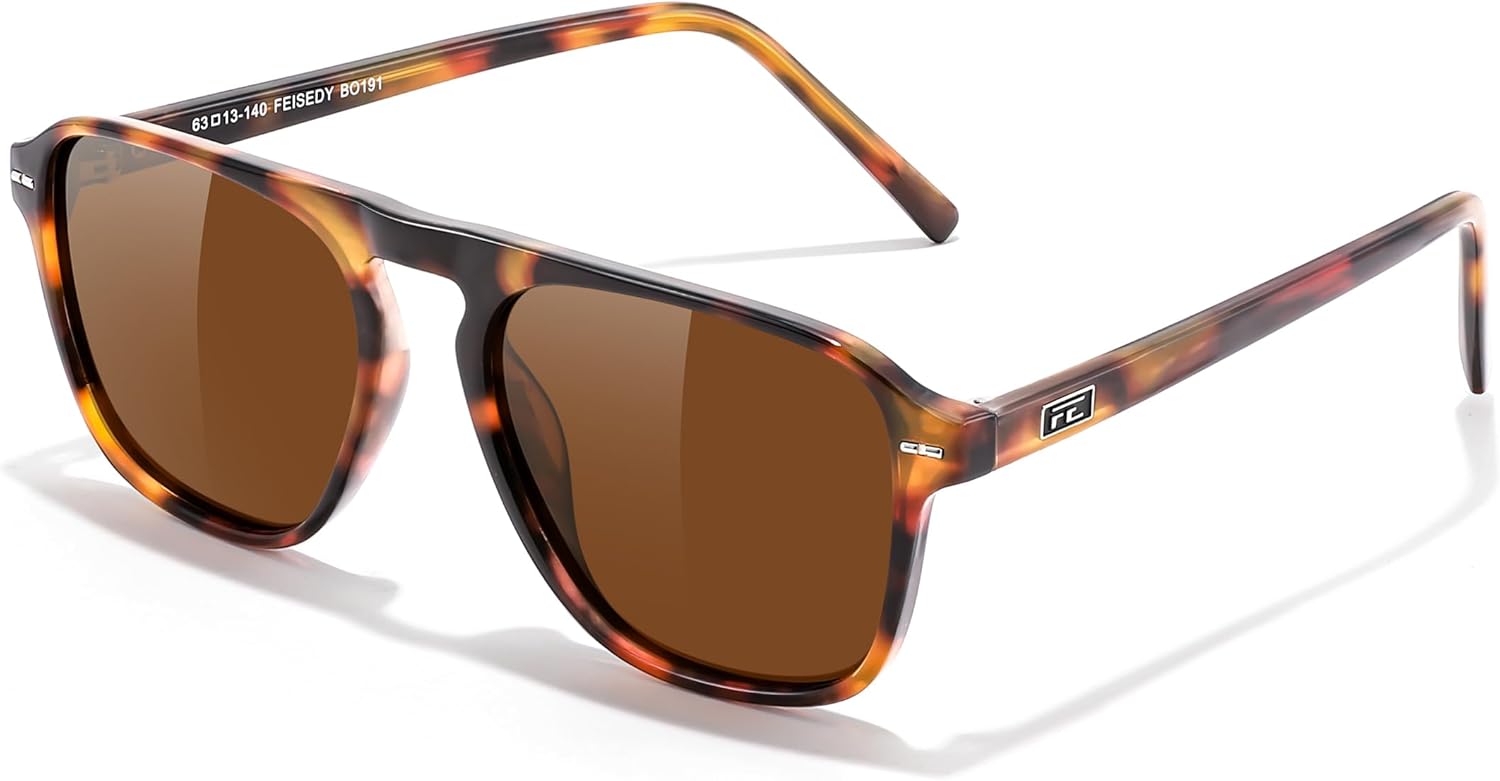 FEISEDY Поляризованные солнцезащитные очки-авиаторы для мужчин, квадратная форма, современный стиль, винтажный дизайн, оправа из ацетата, защита от ультрафиолета UV400, артикул B0191, 006 Leopard Frame & Tea
FEISEDY Поляризованные солнцезащитные очки-авиаторы для мужчин, квадратная форма, современный стиль, винтажный дизайн, оправа из ацетата, защита от ультрафиолета UV400, артикул B0191, 006 Leopard Frame & Tea