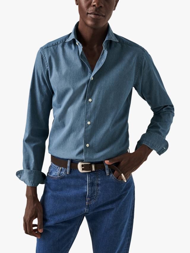 Хлопковая джимовая рубашка slim fit Eton, Blue
Хлопковая джимовая рубашка slim fit Eton, Blue
