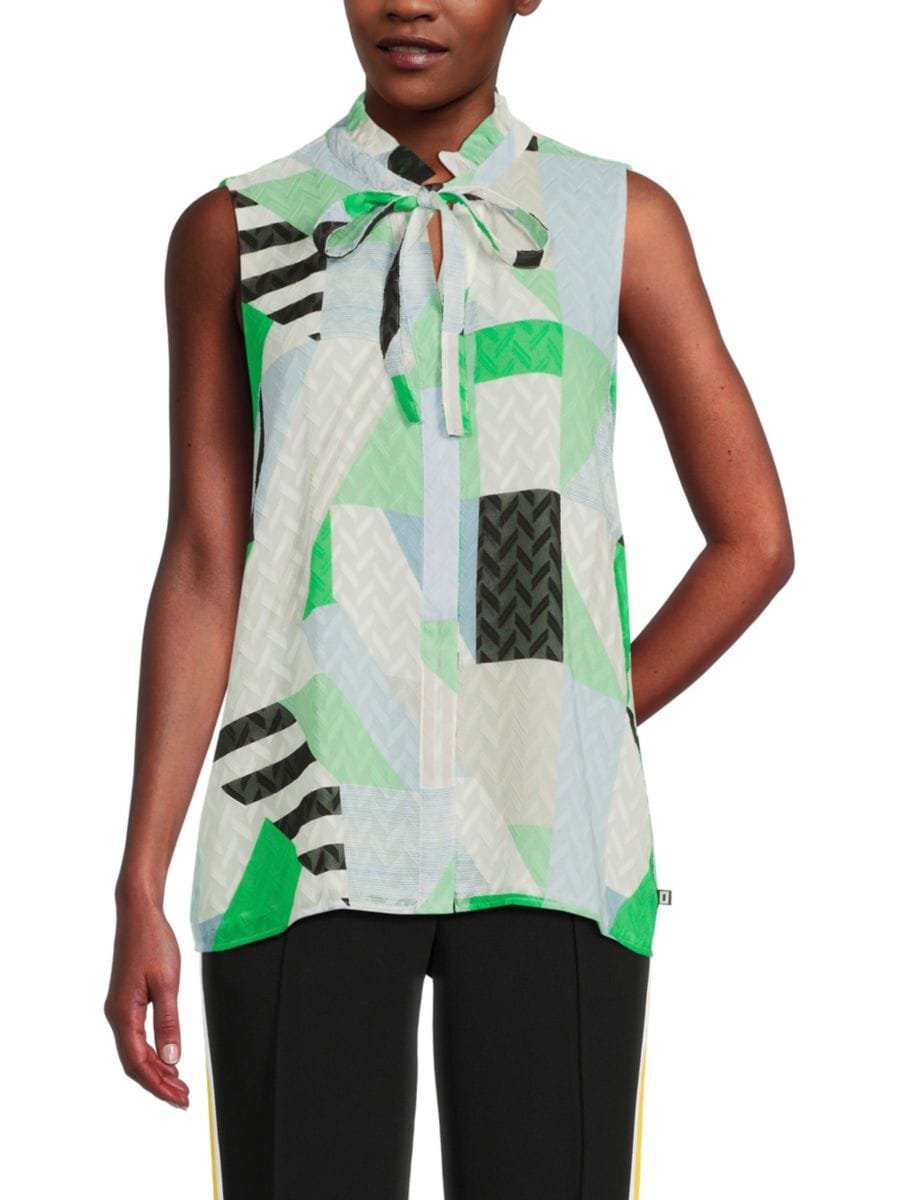 Техническая блузка без рукавов с геометрическим рисунком и завязкой на горловине Karl Lagerfeld Paris, цвет Soft White Multi
Техническая блузка без рукавов с геометрическим рисунком и завязкой на горловине Karl Lagerfeld Paris, цвет Soft White Multi