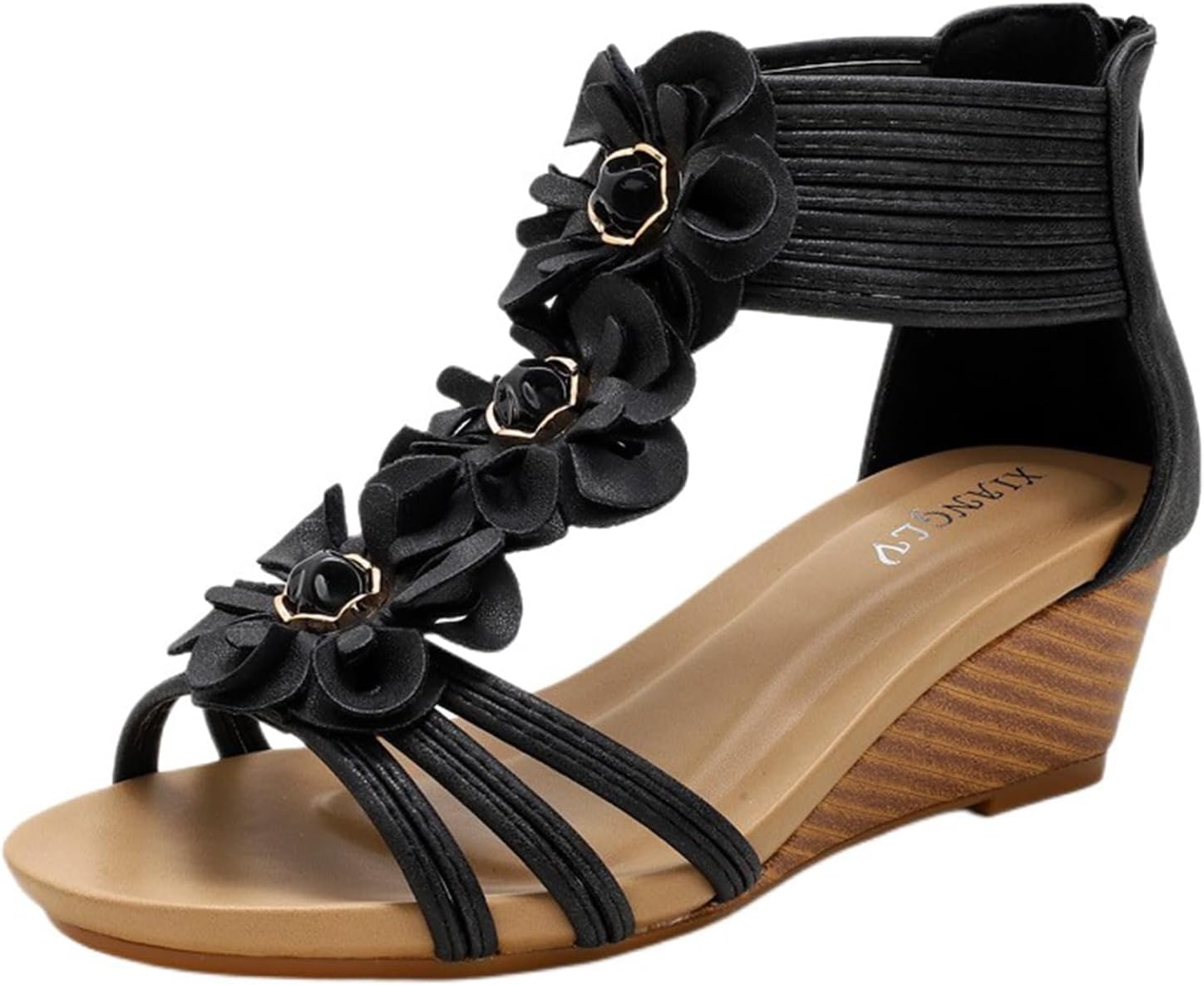 Женские сандалии на танкетке с открытым носком, повседневные летние римские сандалии на высоком каблуке, нарядные сандалии с цветком и Т-образным ремешком на молнии, удобные дышащие пляжные сандалии Generic, черный
Женские сандалии на танкетке с открытым носком, повседневные летние римские сандалии на высоком каблуке, нарядные сандалии с цветком и Т-образным ремешком на молнии, удобные дышащие пляжные сандалии Generic, черный