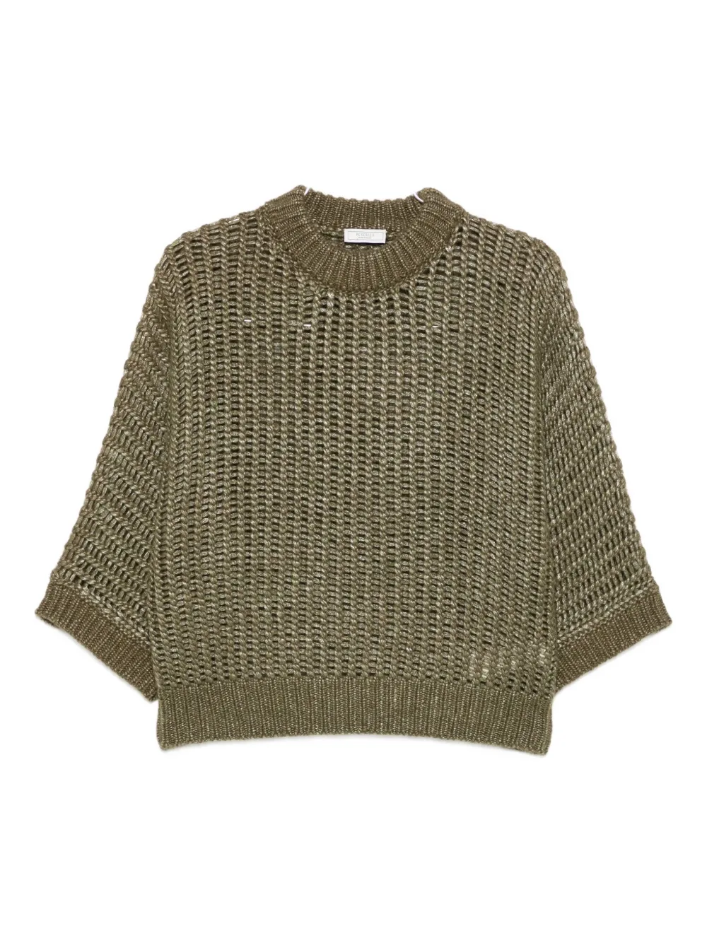 Свитер открытой вязки с короткими рукавами Peserico, зеленый 
Свитер открытой вязки с короткими рукавами Peserico, зеленый