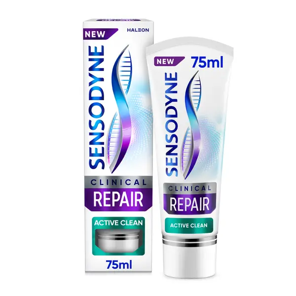 Зубная паста с фтором, 75 мл Sensodyne Clinical repair active clean 
Зубная паста с фтором, 75 мл Sensodyne Clinical repair active clean