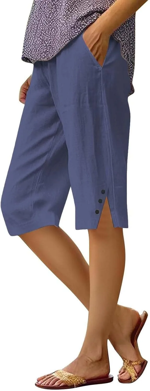 PIFAME женские капри из льна с карманами
PIFAME женские капри из льна с карманами