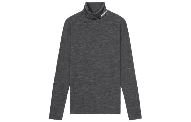 Джемпер с принтом логотипа и воротником-стойкой JIL SANDER, серый 
Джемпер с принтом логотипа и воротником-стойкой JIL SANDER, серый