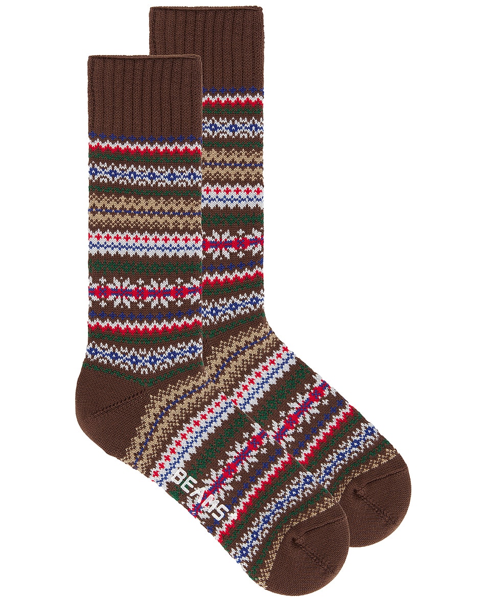 Носки в стиле фэр-айл Beams Plus, Brown Base 
Носки в стиле фэр-айл Beams Plus, Brown Base