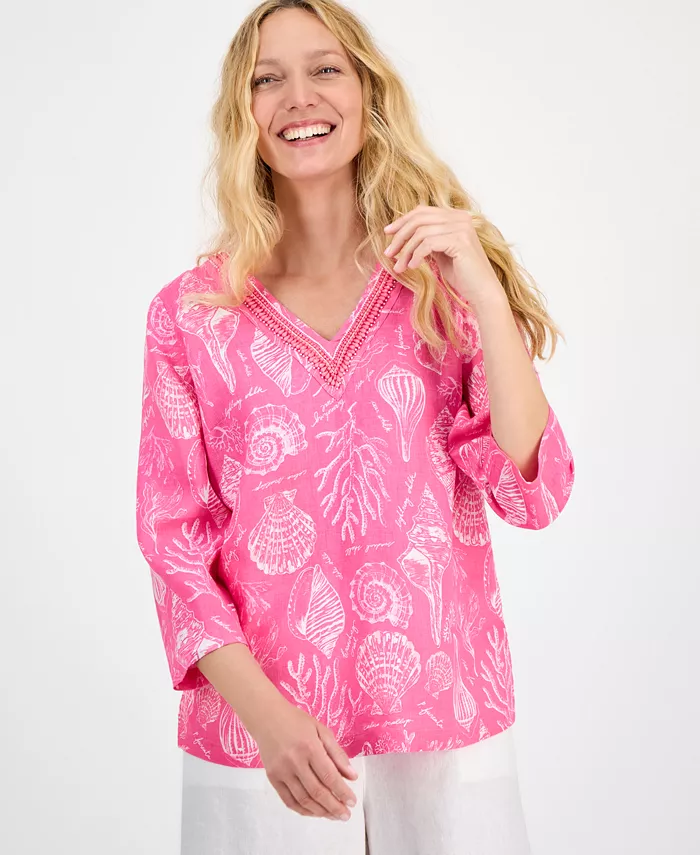 Женская блуза с принтом, 100% лен, декорированная Charter Club, розовый
Женская блуза с принтом, 100% лен, декорированная Charter Club, розовый