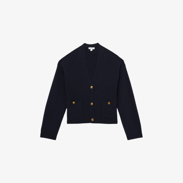 Кардиган Reiss Mila с застежкой на пуговицы, синий 
Кардиган Reiss Mila с застежкой на пуговицы, синий