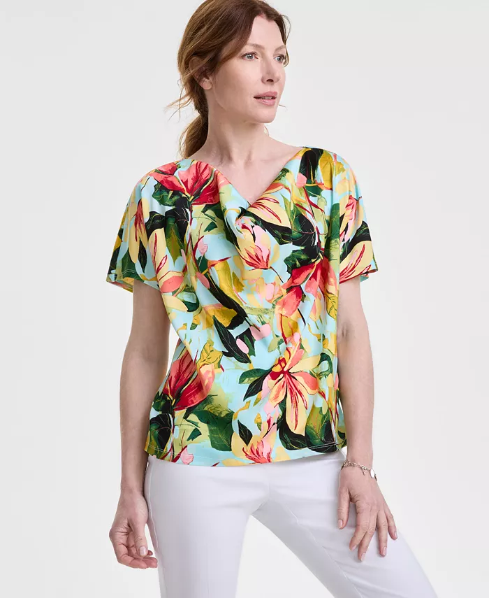 Женский топ с принтом и воротником-хомутом JM Collection, мультиколор
Женский топ с принтом и воротником-хомутом JM Collection, мультиколор