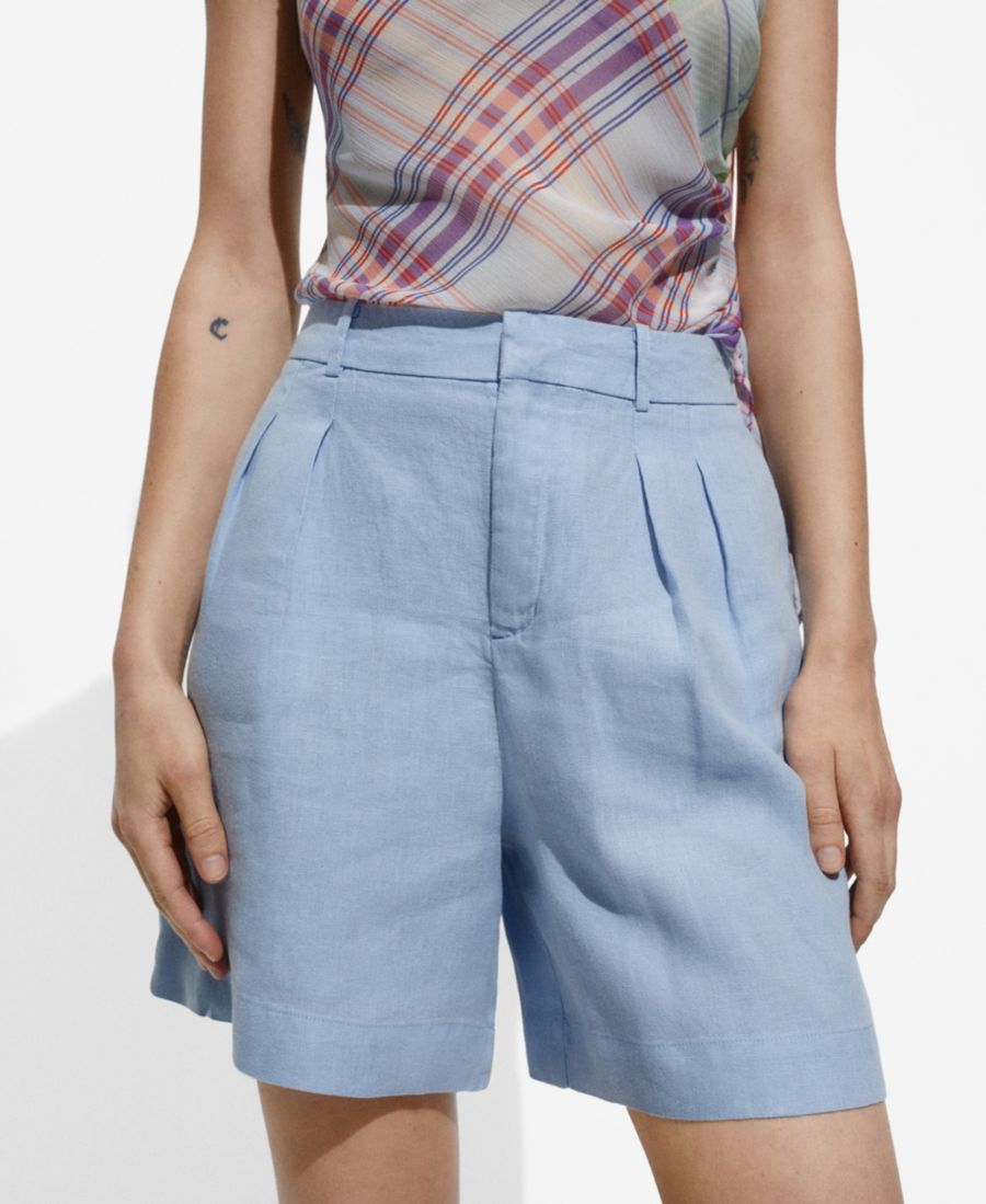 Женские прямые шорты из льна MANGO, Sky Blue
Женские прямые шорты из льна MANGO, Sky Blue
