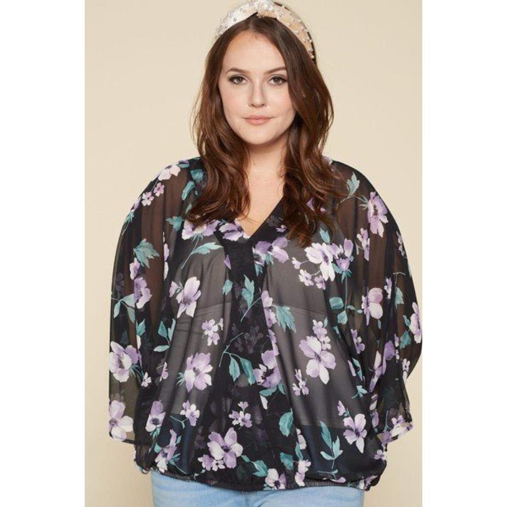Плюс сайз топ с цветочным принтом из шифона с запахом TRUEDAMES, черный
Плюс сайз топ с цветочным принтом из шифона с запахом TRUEDAMES, черный