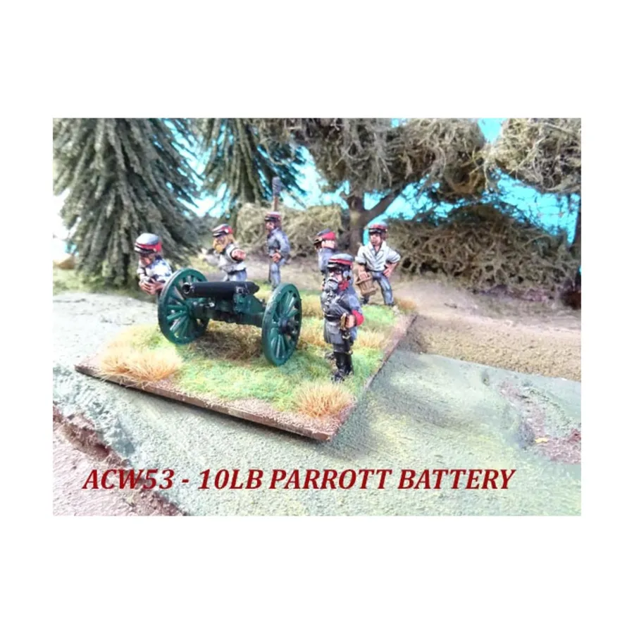 Полевая артиллерия, 10-фунтовая винтовка Паррота, аккумуляторная пушка и экипаж, 3 шт., American Civil War - Union Army (28mm)
Полевая артиллерия, 10-фунтовая винтовка Паррота, аккумуляторная пушка и экипаж, 3 шт., American Civil War - Union Army (28mm)