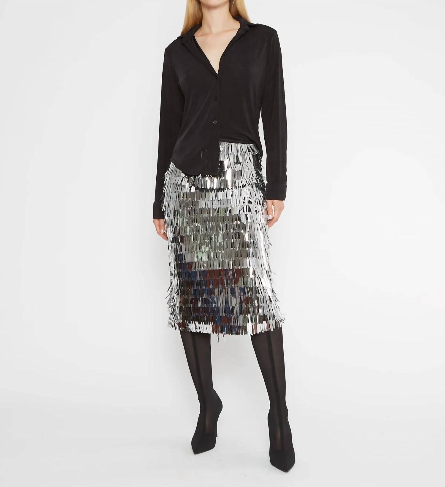 Юбка миди с мишурой в серебряном цвете RIPLEY RADER
Юбка миди с мишурой в серебряном цвете RIPLEY RADER