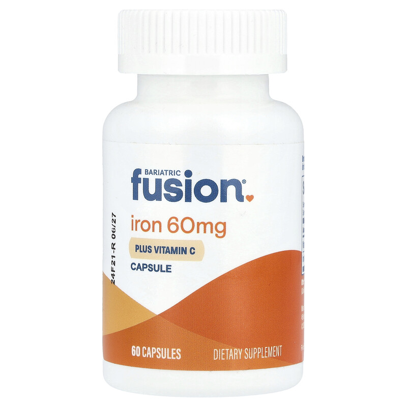 Bariatric Fusion, Iron Plus Vitamin C, 60 капсул
Bariatric Fusion, Iron Plus Vitamin C, 60 капсул