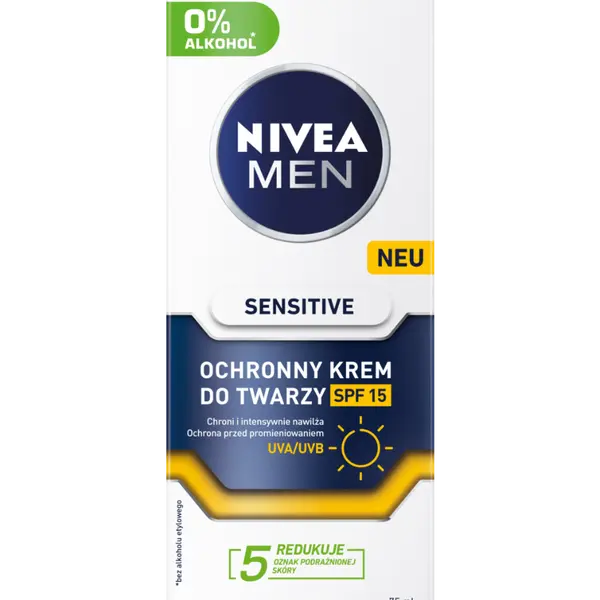 Защитный увлажняющий крем для лица с spf15, 75 мл Nivea Men sensitive
Защитный увлажняющий крем для лица с spf15, 75 мл Nivea Men sensitive