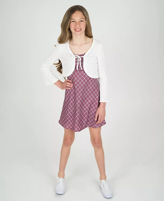 Платье-двойка в клетку для больших девочек с завязкой спереди и кардиганом Rare Editions
Платье-двойка в клетку для больших девочек с завязкой спереди и кардиганом Rare Editions