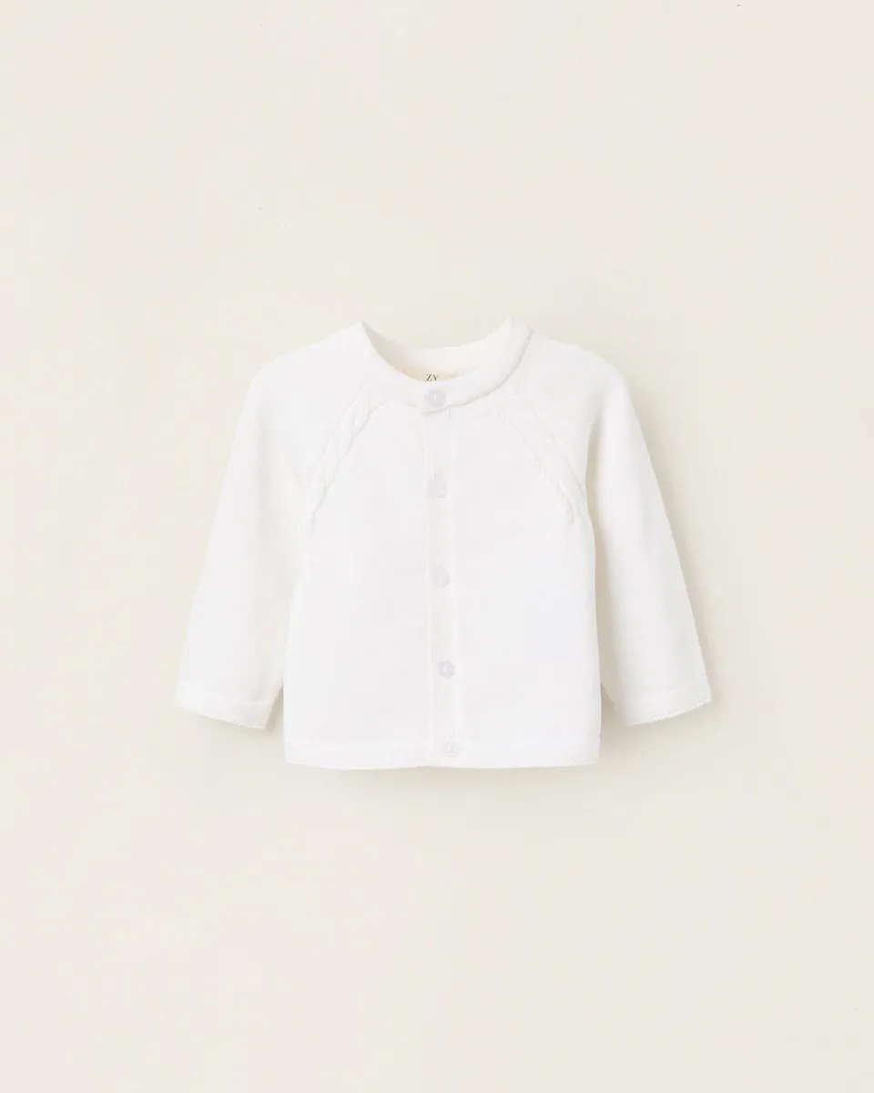 Вязаная детская куртка с косичками Zippy, белый
Вязаная детская куртка с косичками Zippy, белый